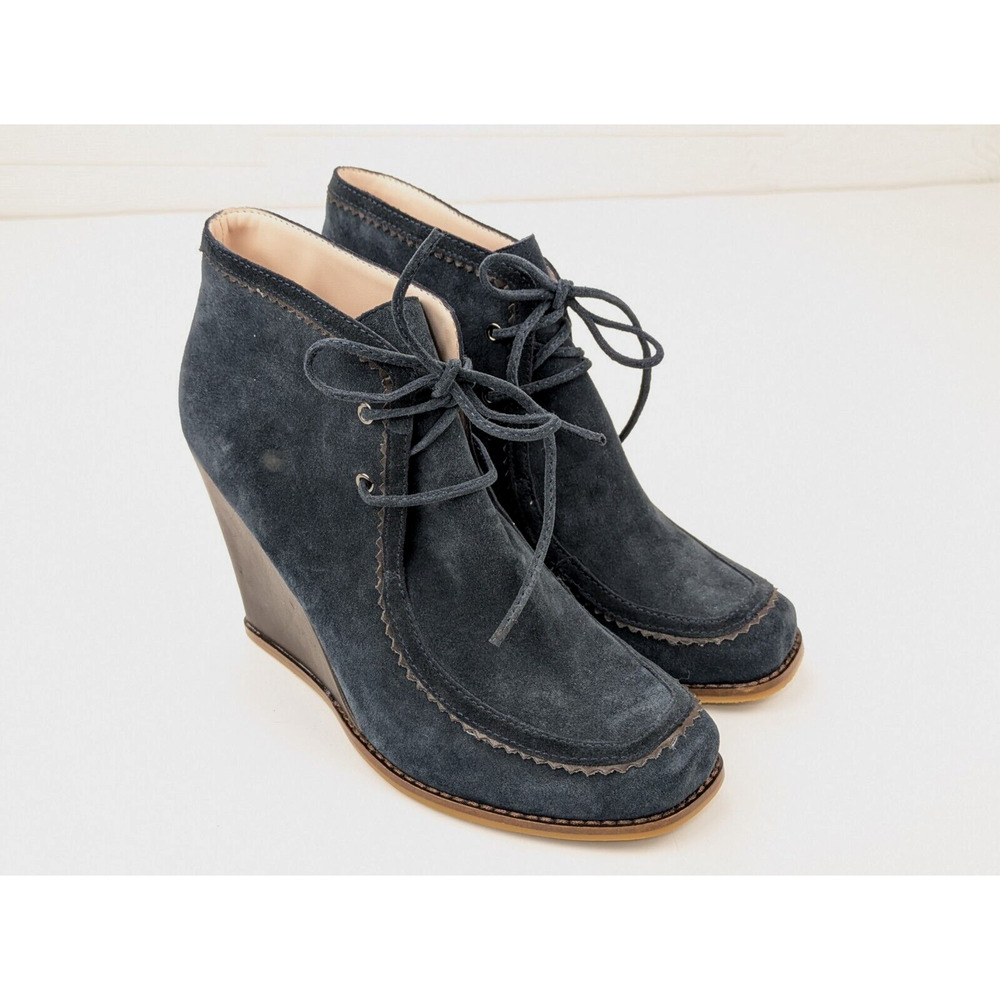 Tracy Reese Blue Suede Shoes Heels Ankle Booties "Jacoby" Plenty Size 9.5